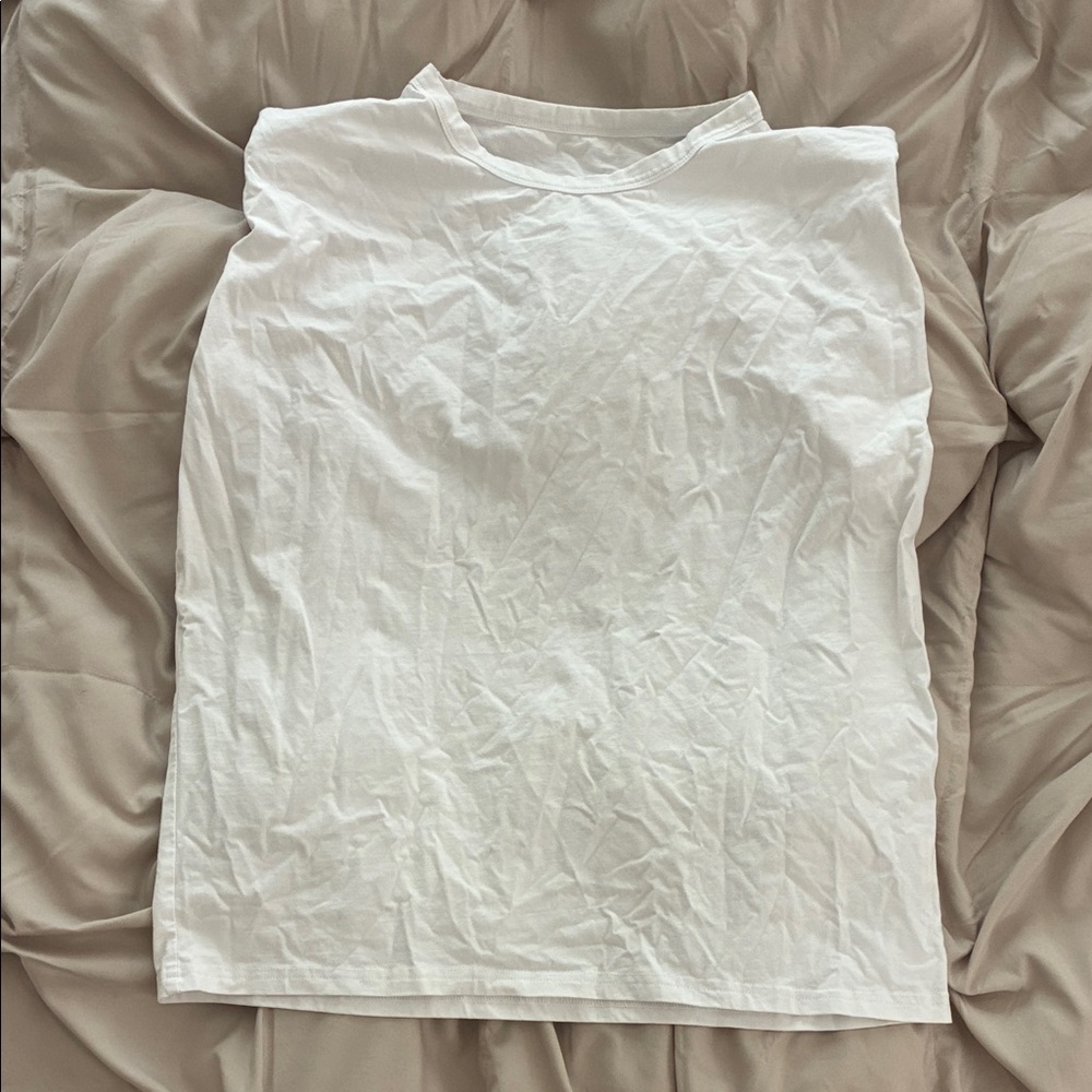 Basic Classic White Women's Muscle Tee - Padded Shoulder